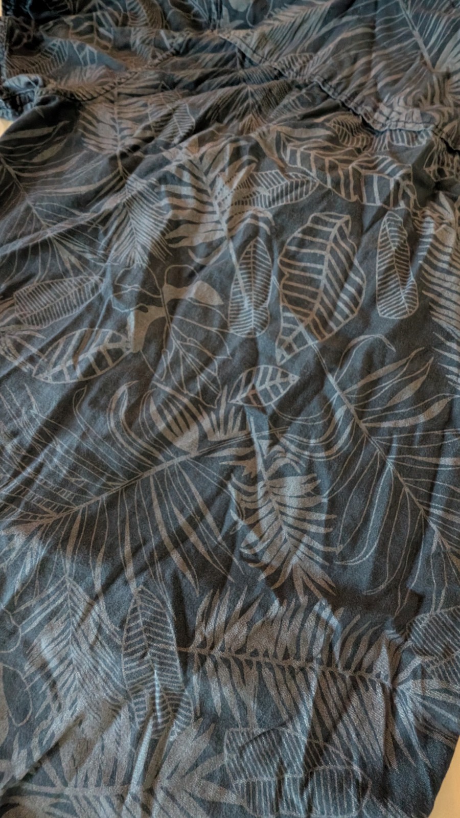 Navy Tropical Leaf Print Short Sleeve Button-Up | Soft Casual Shirt with Pockets