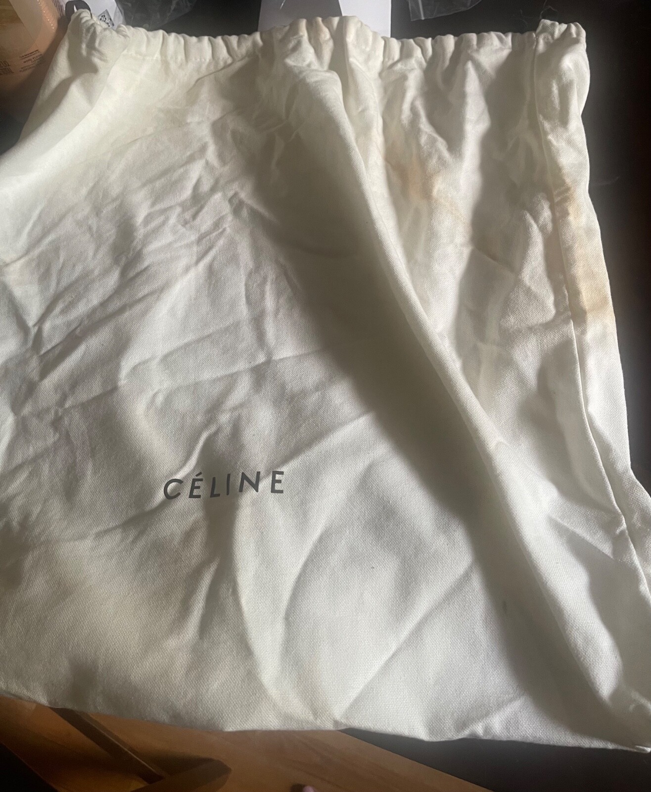 celine medium leather bucket bag with gold c charm