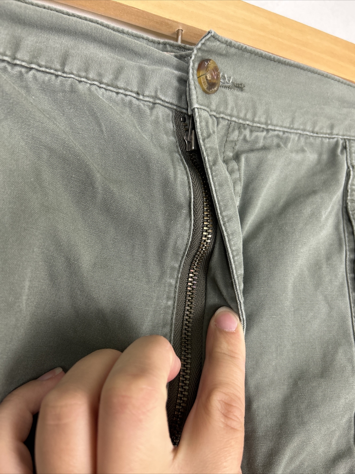 Woolrich Light Olive 38×6 Cargo Shorts Elastic Waist 3066 100% Cotton