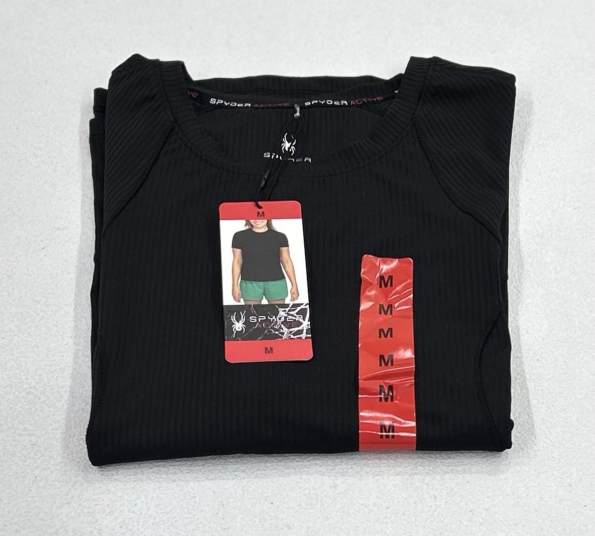 Spyder Women’s Active Ribbed Short Sleeve Tee, Black, Size M