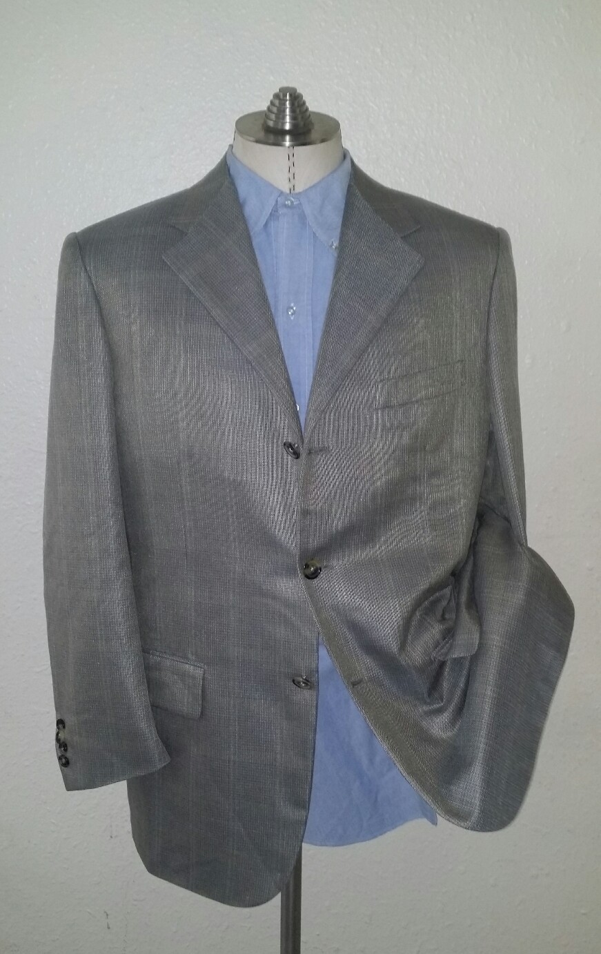 Corneliani 40R SILK WOOL sheen Hopsack Brown Blue Blazer Sport Coat Jacket 52