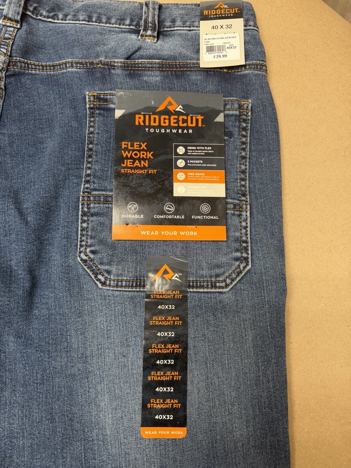 Ridgecut Men’s Jeans Flex Jean Straight Fit 40×32