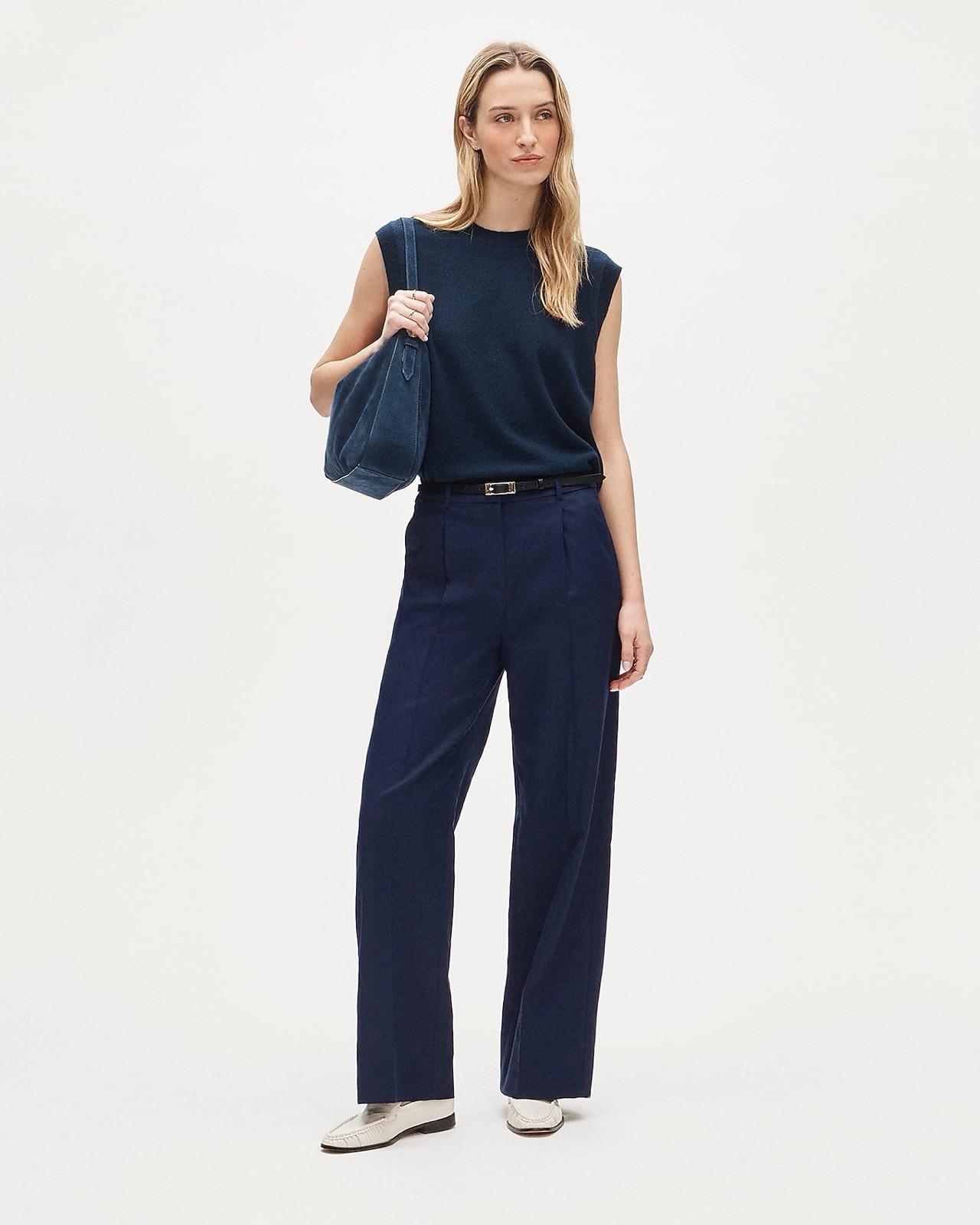 J.Crew Large Berkeley Shoulder Bag Purse in Luxury Suede Darkest Indigo Navy NWT