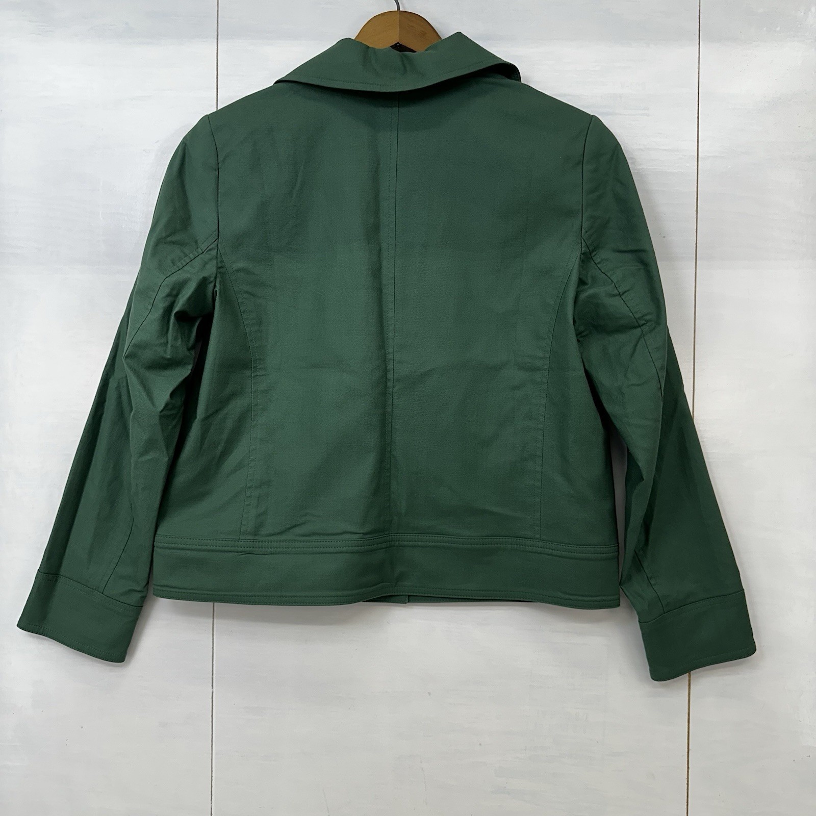 Talbots Petite Cropped Utility Jacket Green Safari Casual Blazer Spring 6P READ