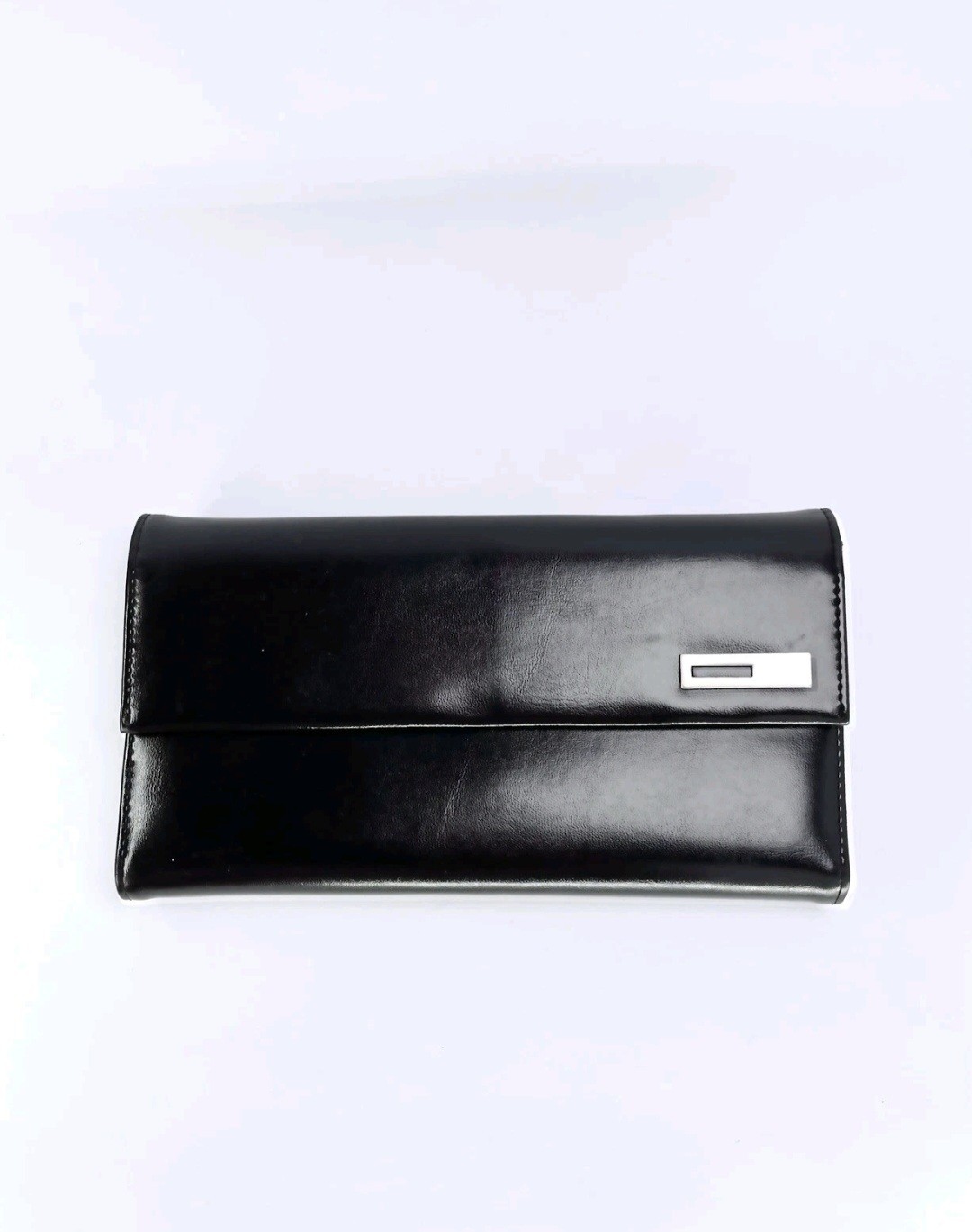 Esprit Black Faux Leather Card Slots Organizer 4”x8” Clutch Wallet