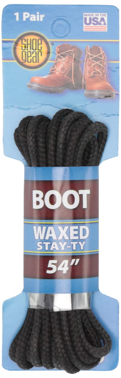 Waxed Boot Laces, Black/Black, 72-Inch