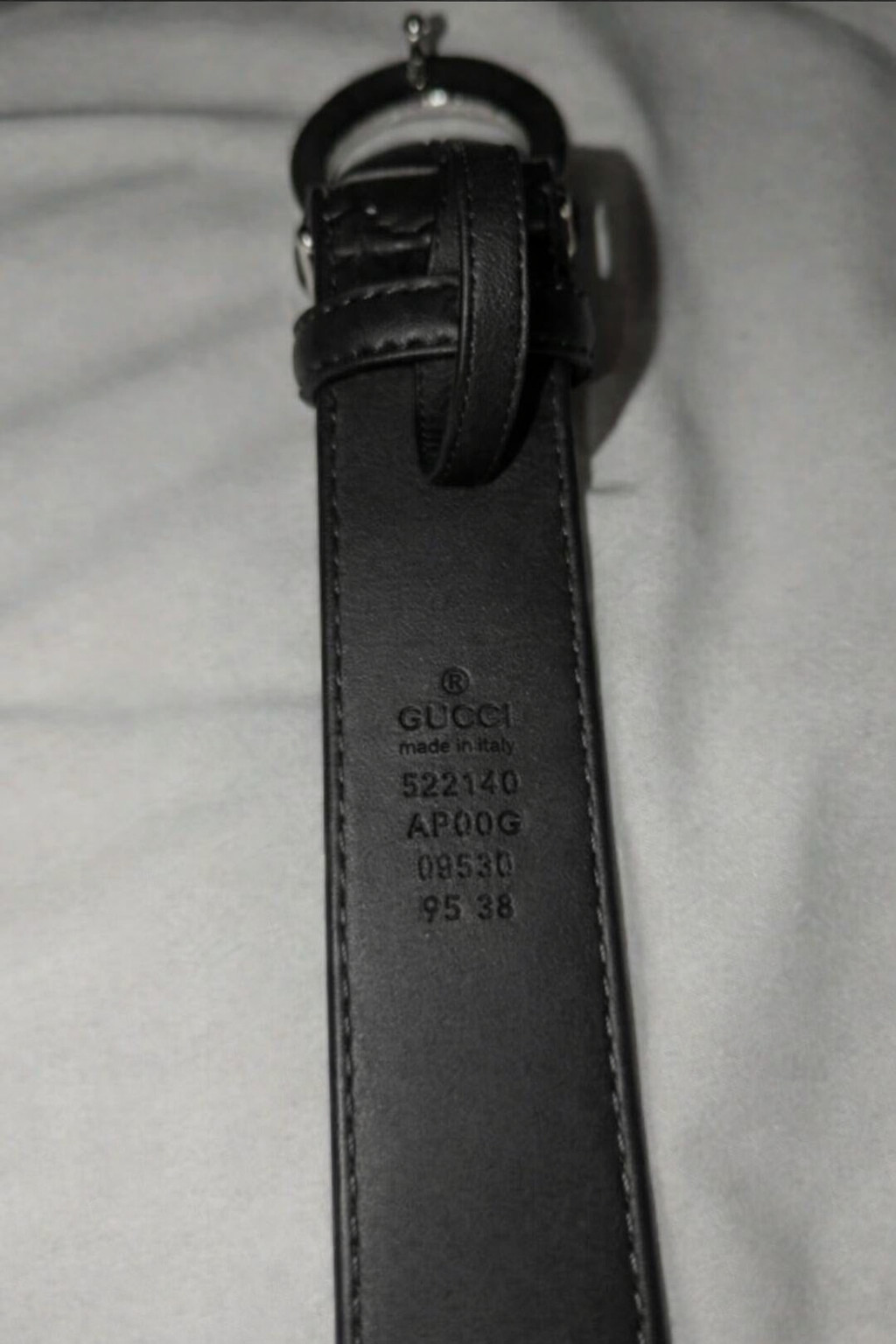 Gucci Belt Black GG Embossed Leather Double G Silver Buckle Men 110cm/38-44