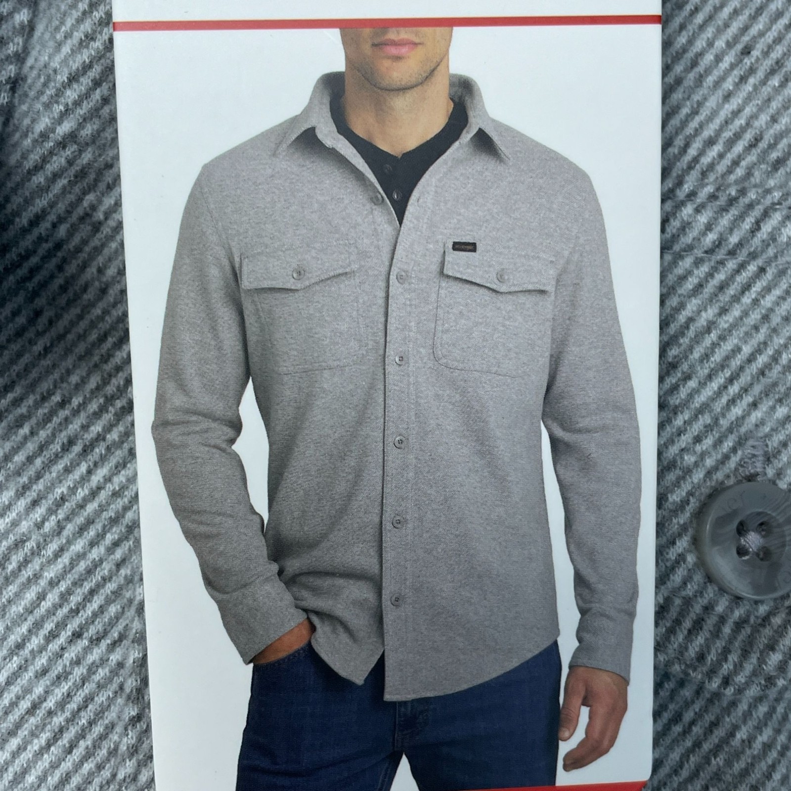 Wrangler Men’s Size M Gray Flannel Knit Shirt With Button Front L1624
