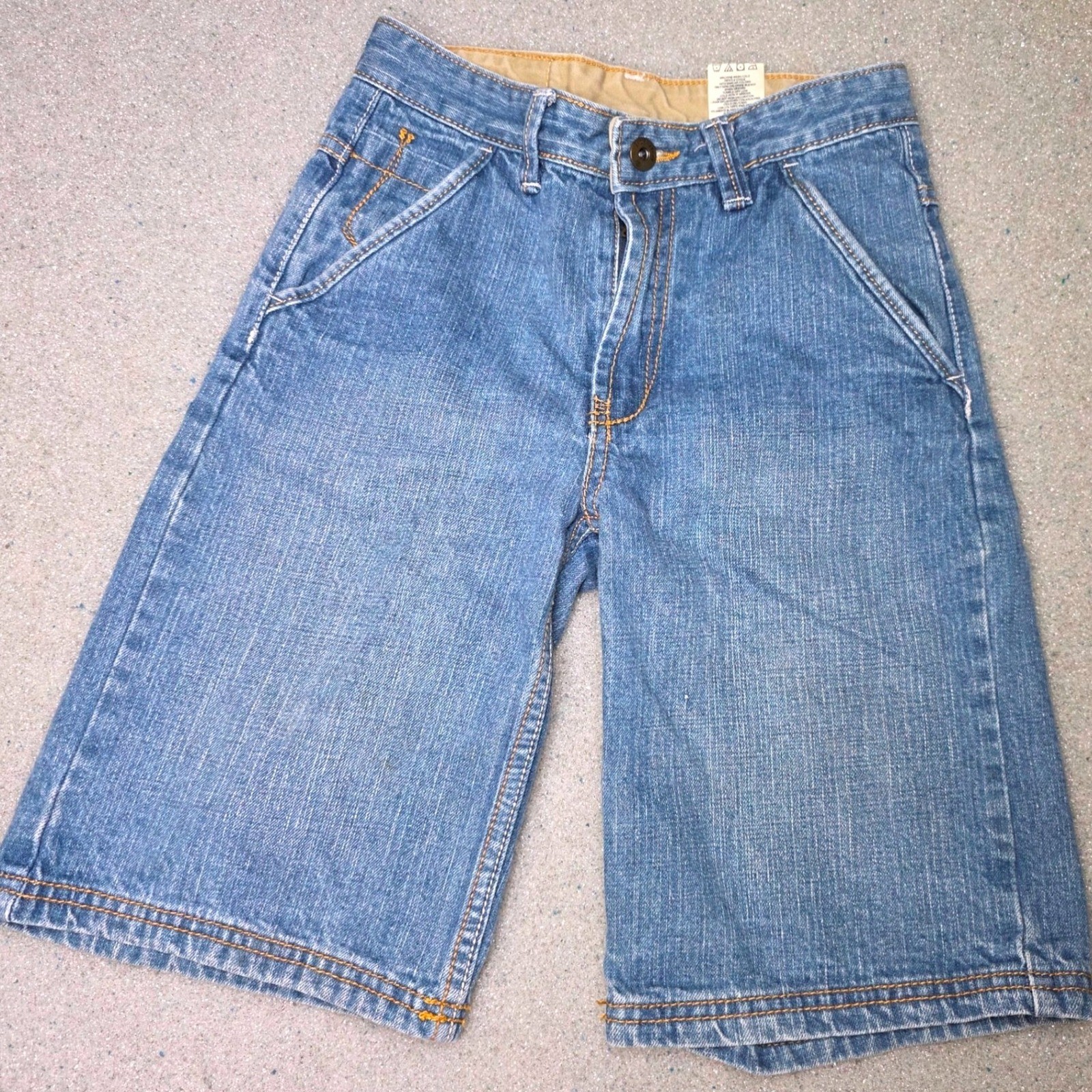 Timberland Boys Blue Denim Shorts Size 8 Medium Wash Contrast Stitching Casual