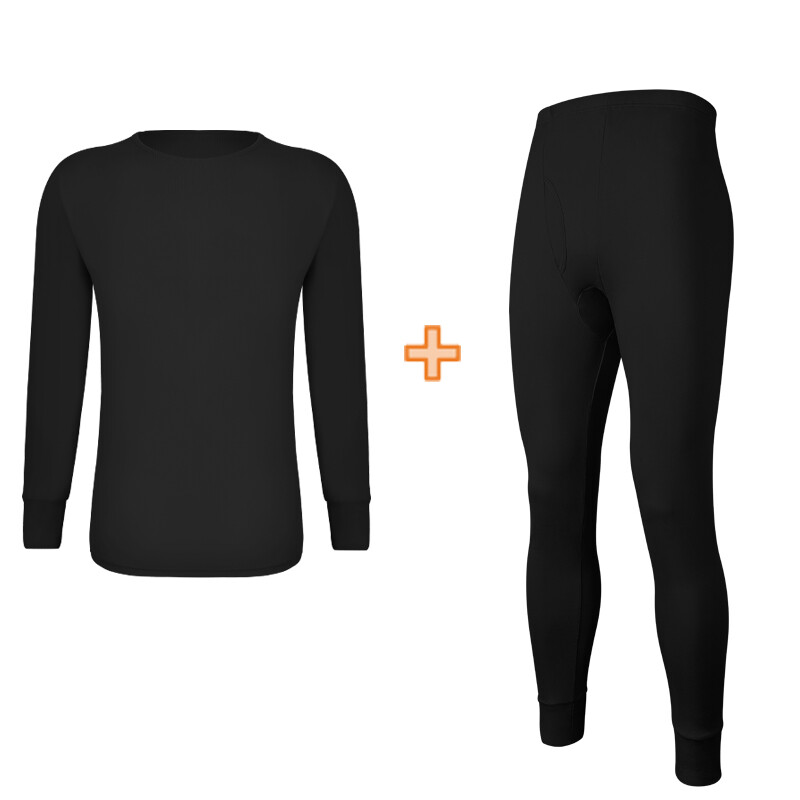 Men Thermal Long Sleeve Undershirt Keep Warm Fleece Lined Long John Thermal Sets