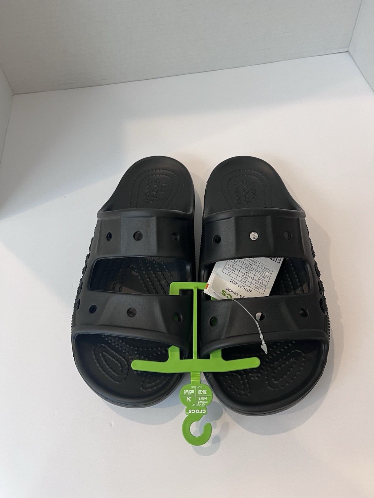 Crocs Sandals Womens 8 (Mens 6) Black Baya 2 Strap Slide 207627-001-Unisex
