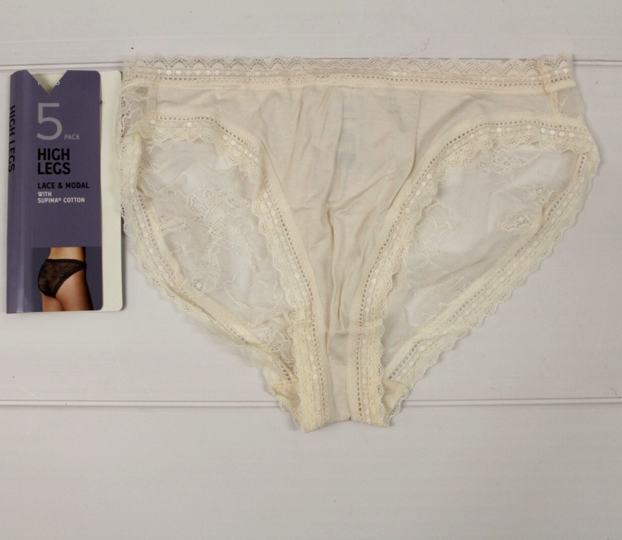 ex M & S Ladies 5 Pack Lace & Modal Supima Cotton High Legs Briefs Sizes 8 to 20
