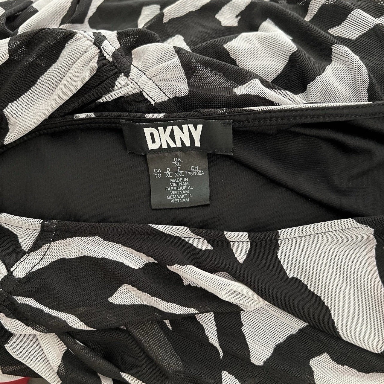 DKNY Y2K Zebra Print Mesh Overlay Top Tank Sleeveless Ruched Mob Wife XL Fitted