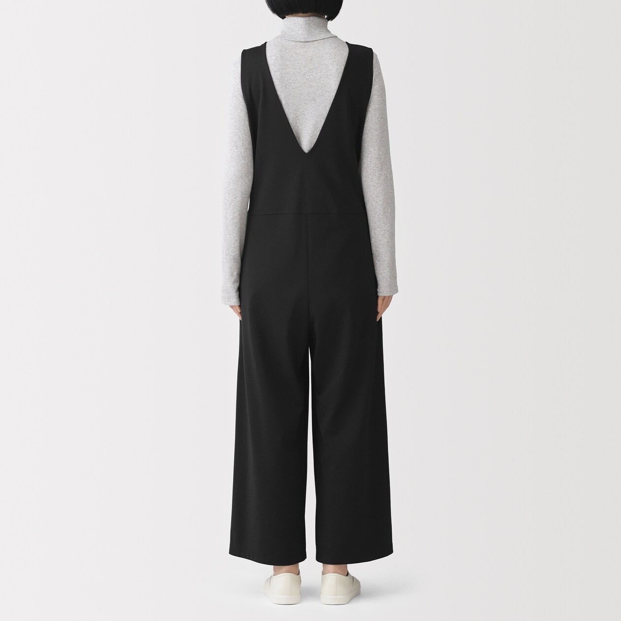 MUJI Womens Smooth Ponte Jumpsuit Charcoal Gray FedEx
