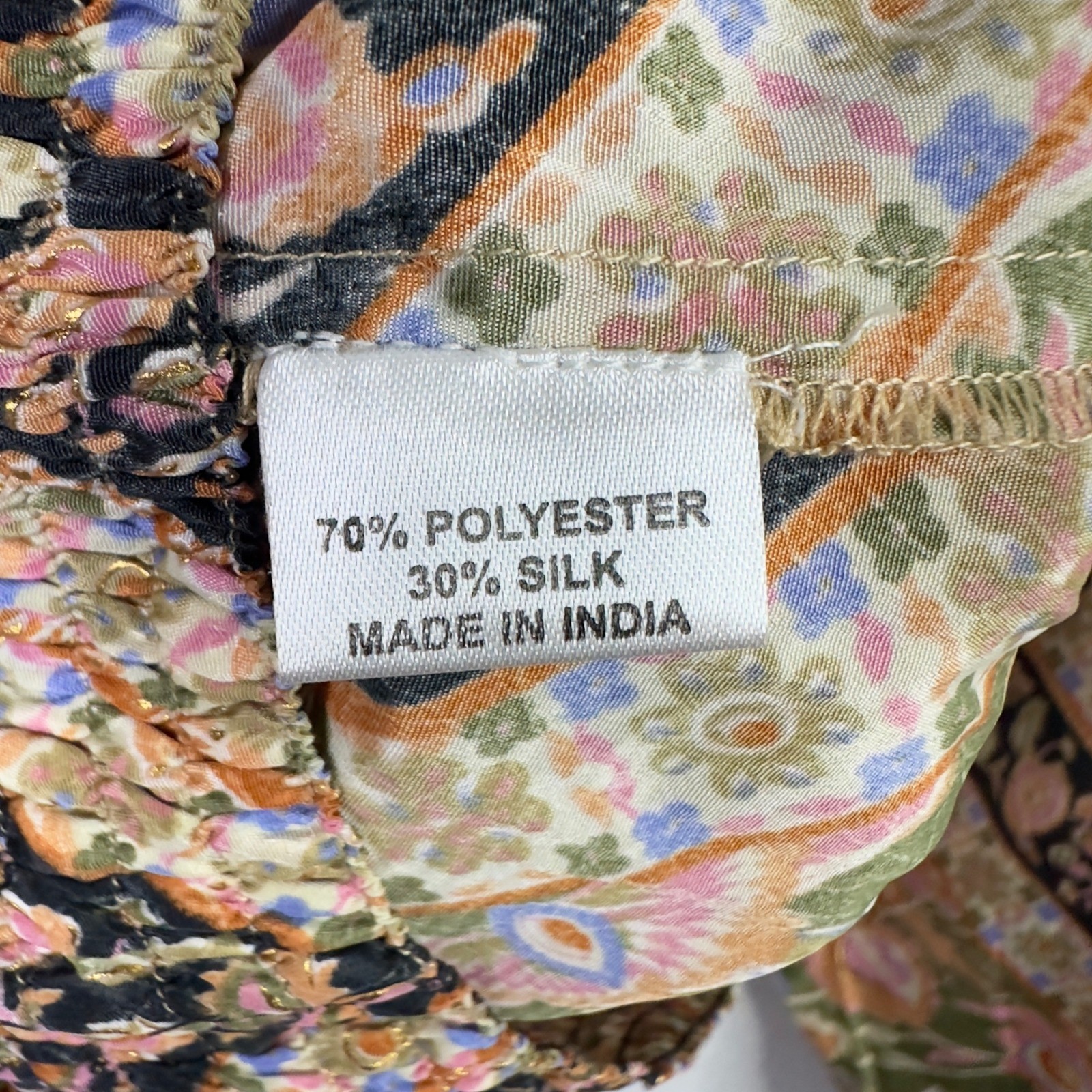 Cienna Shirt S Floral Silk Blend Patchwork Boho Peasant Cottagecore Indie Hippie