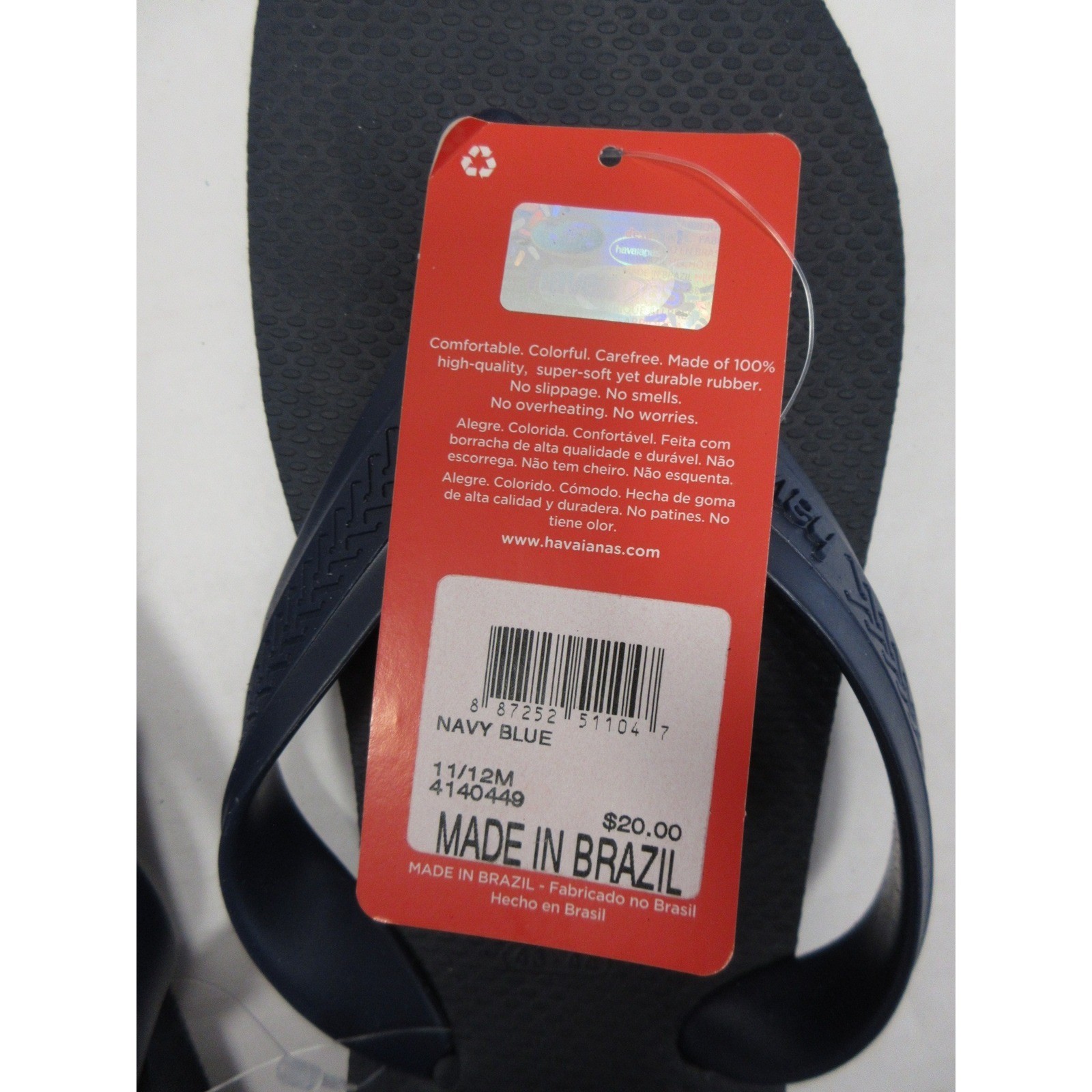Havaianas Sandals Men 11 12 M Blue Navy Flip Flops Rubber Casual Summer NEW