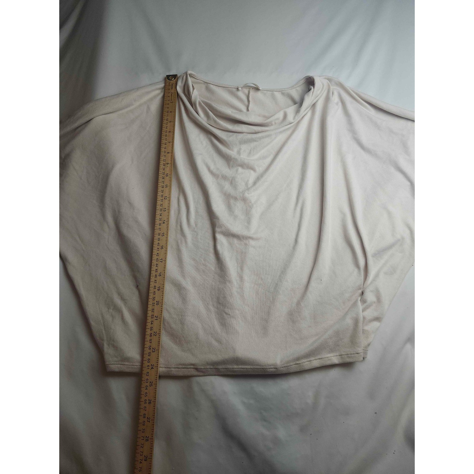 Zenana Womens Cream Batwing Dolman Sleeve Cowl Neck Oversized Top Large