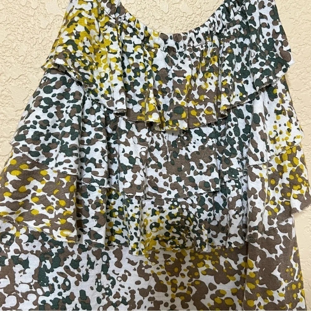 Banana Republic Ruffle Halter top Medium Abstract Print Open Back