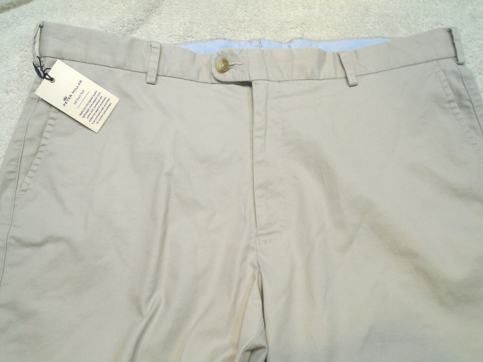 Peter Millar Soft Touch Twill Pima Cotton Khaki Pant NWT $149 38 x 36 Light Gray