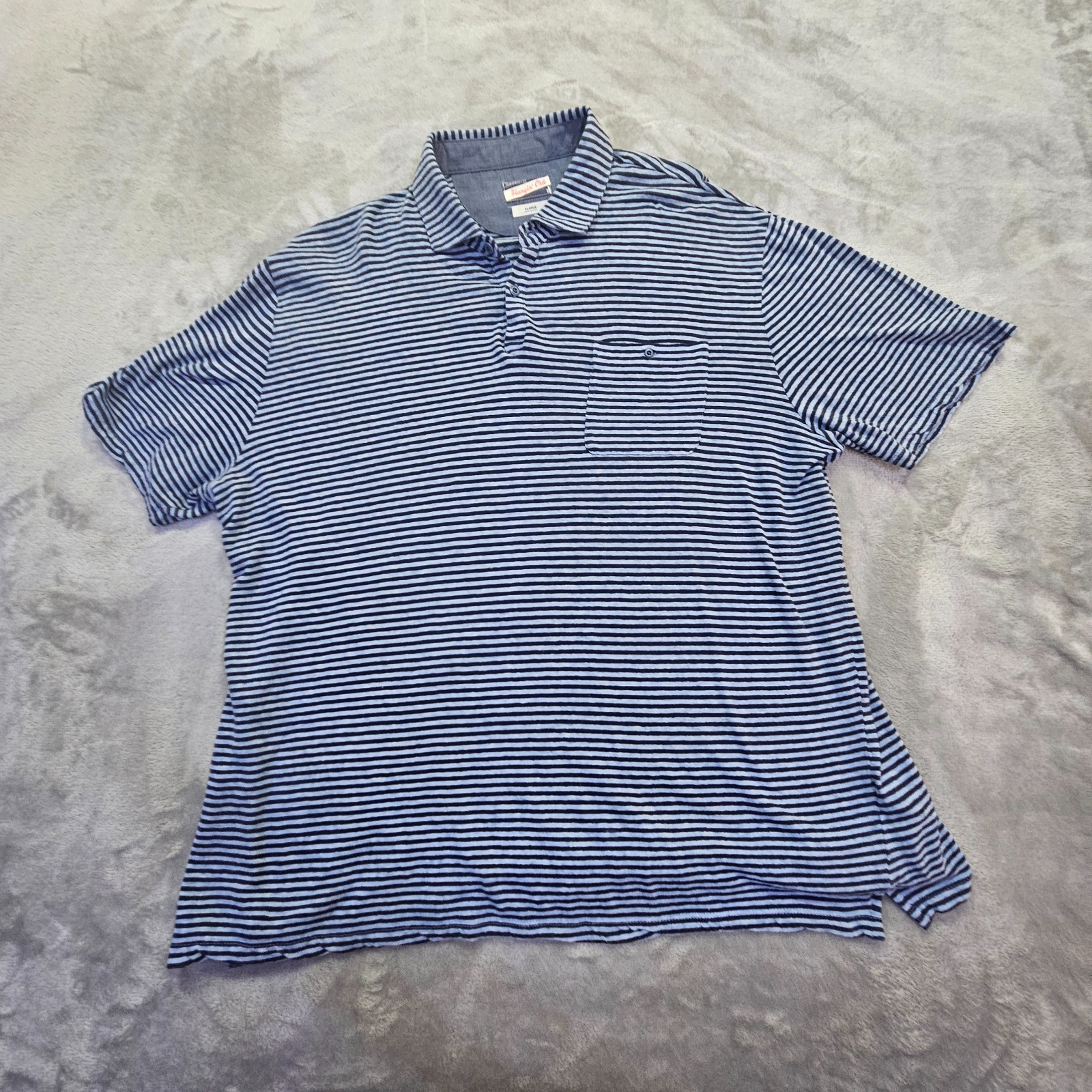 Johnnie-O Hangin’ Out Loews Laguna Blue SS Linen Blend Polo/Golf Shirt SZ XL