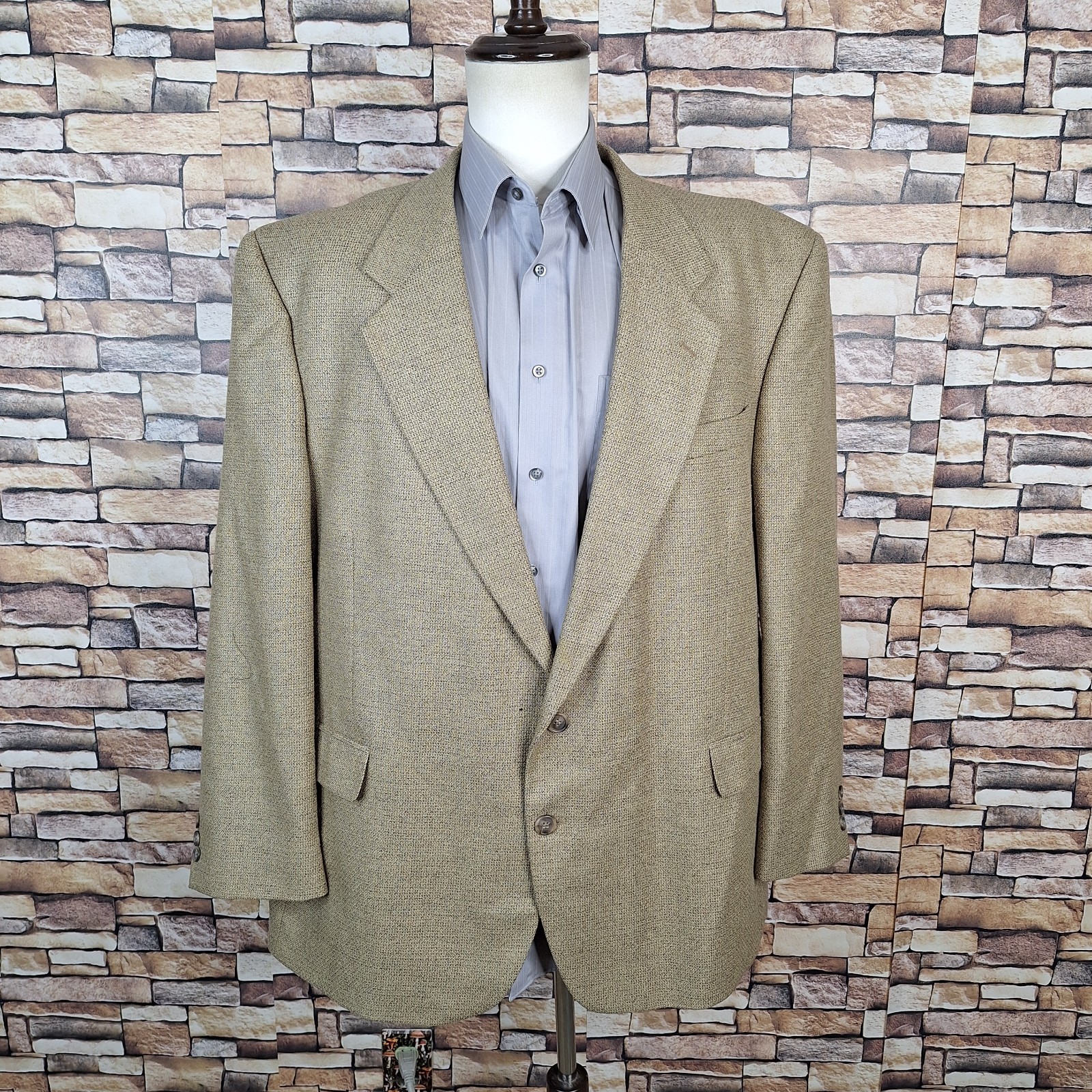 Deansgate Jacket Blazer Mens 48R Light Brown Silk Tweed Wool