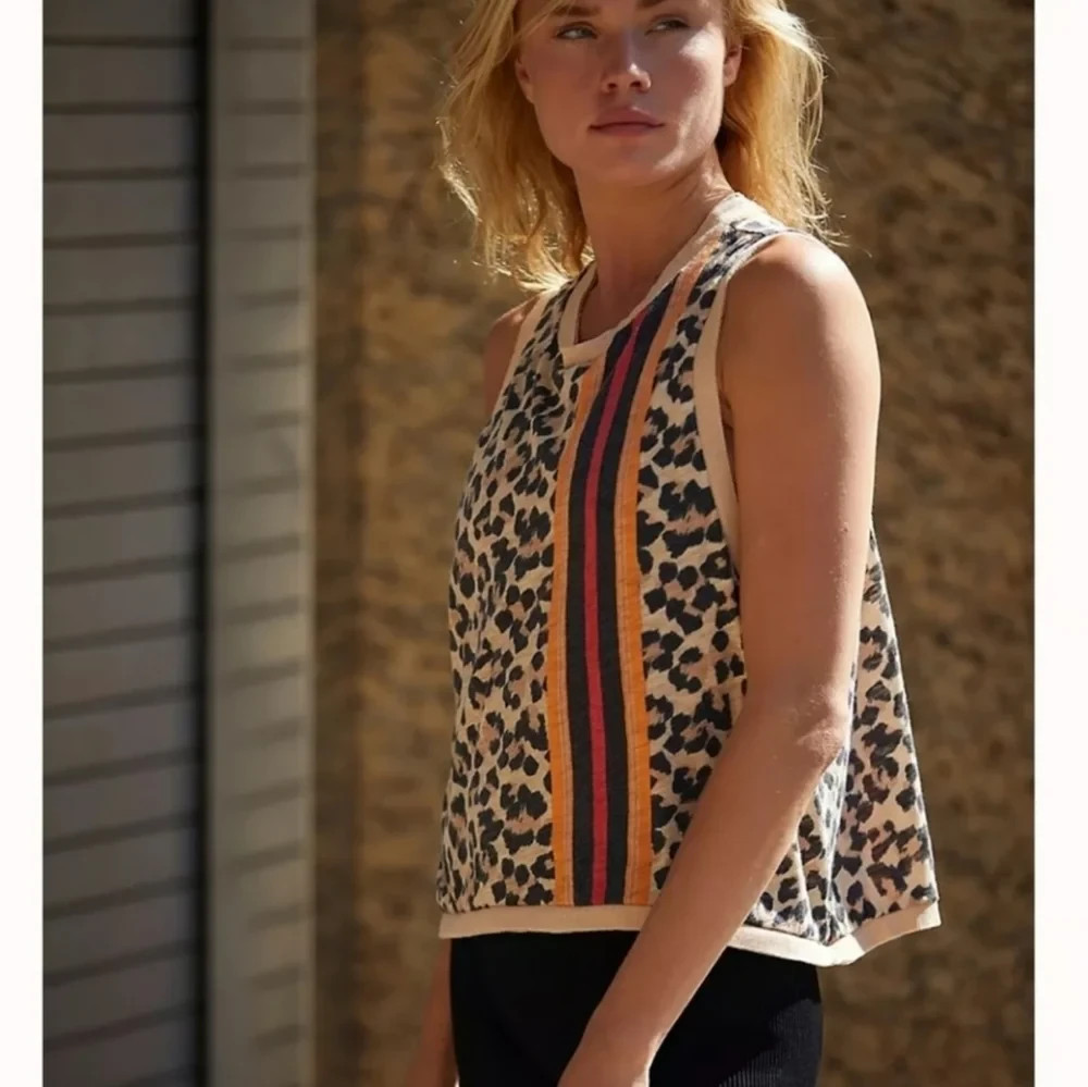 Free People Movement Leopard Combo Sleeveless Love Tank Top Sz M