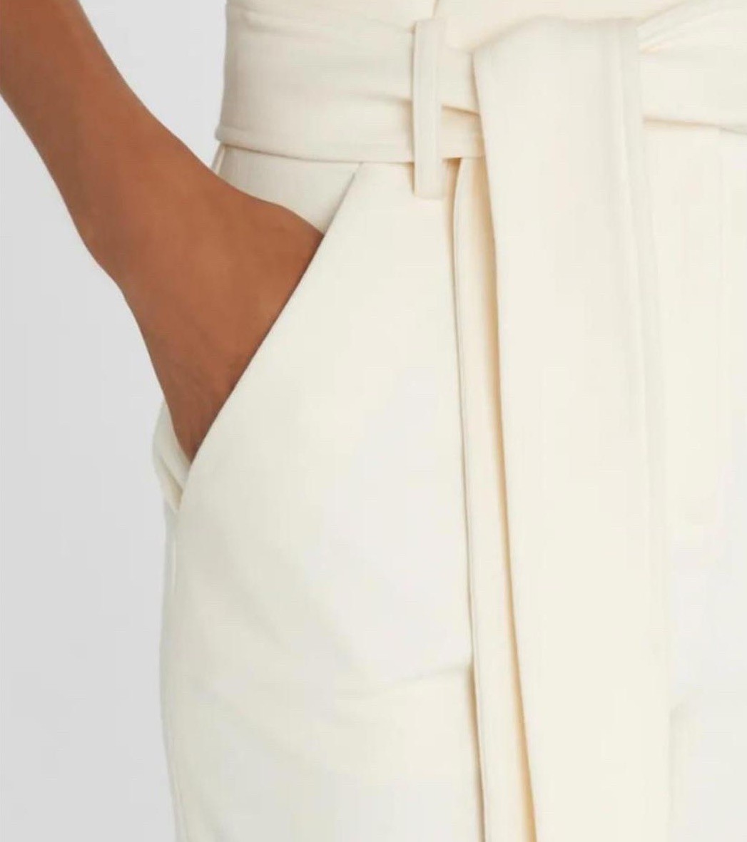 Veronica Beard Ecru Setti Paper Bag Cropped Pant 4