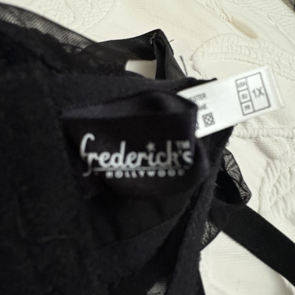 Fredericks Of Hollywood Black Lace Lingerie Sheer 1X NWOT Set