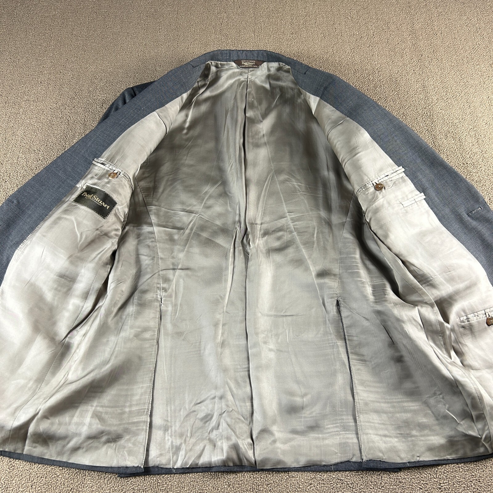 Paul Stuart Men’s Hacking Jacket Sport Coat Blazer Gray Nailhead Size 41R *Read*