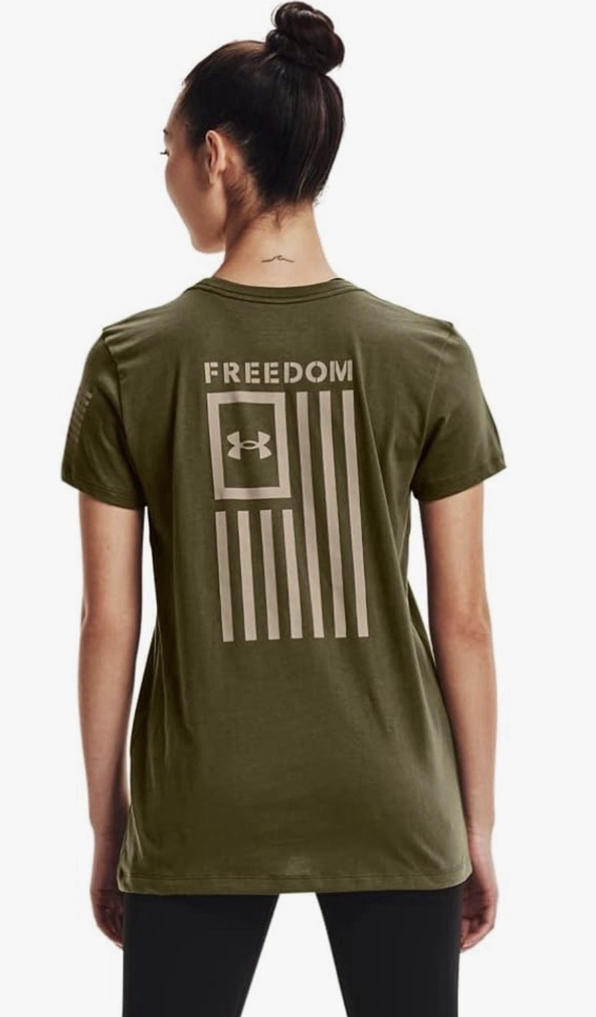 Under Armour Women’s Military Green Freedom Flag T-Shirt Size M 1370814 NWT