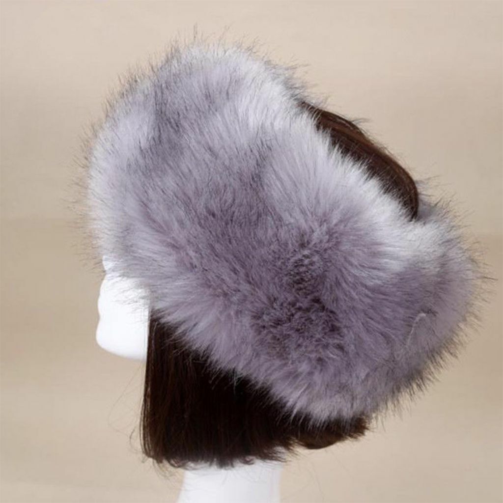 Women Russian Faux Fox Fur Hat Headband Fluffy Winter Earwarmer Ski Outdoor Cap