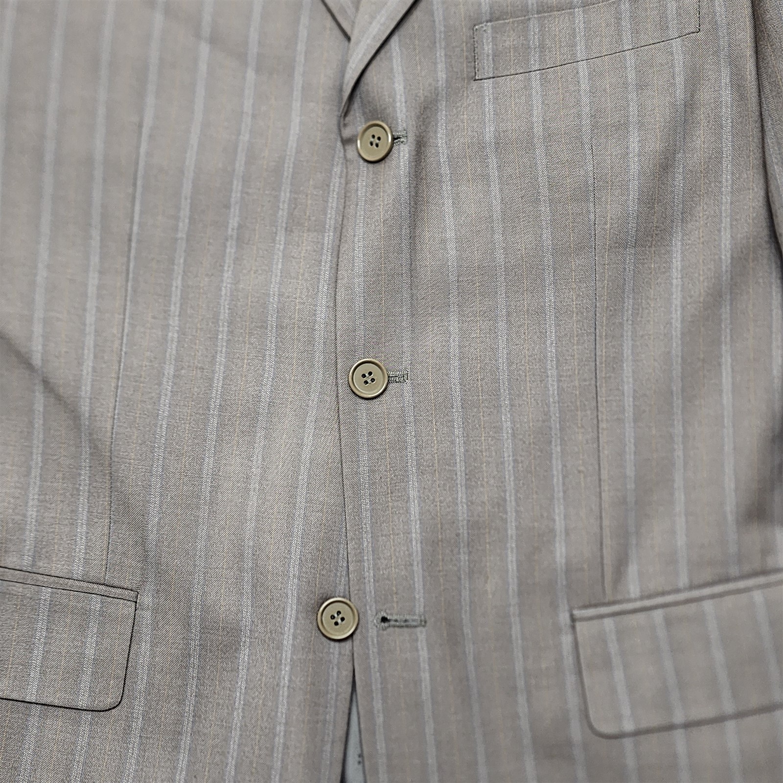 Lineage 40R 32×30 Brown Striped 3Btn 2Pc Mens Jacket Pants Suit