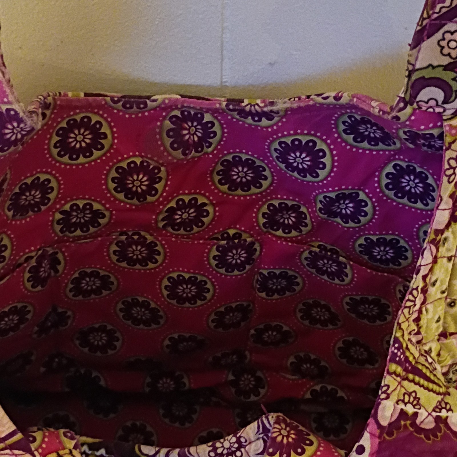Vera Bradley Paisley Quilted Shoulder Bag, Zip Closure, Lined, Charm, Silver