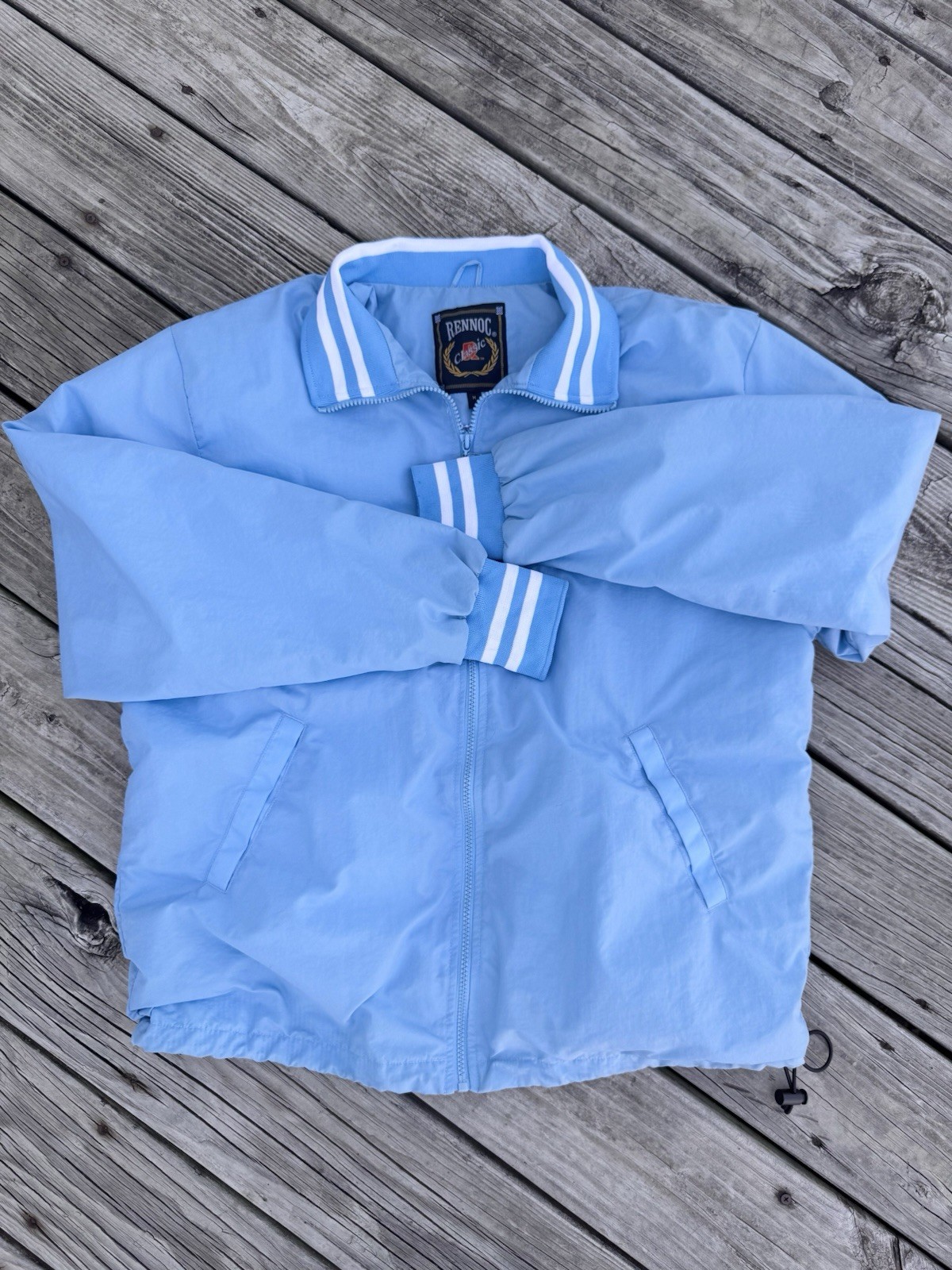 Rennoc Classic Windbreaker Jacket Mens Medium Light Blue Full Zip Style