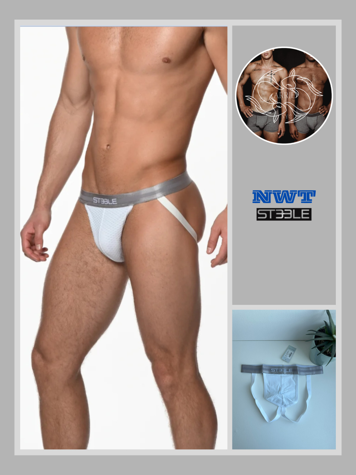 ST33LE – White Nylon Elastane Diamond Mesh Jockstrap (M)