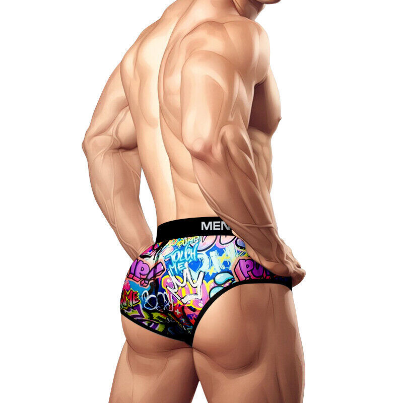 PUMP Men Sexy Printing Low Waist Briefs Bikini Underwear Underpants Jockstrap