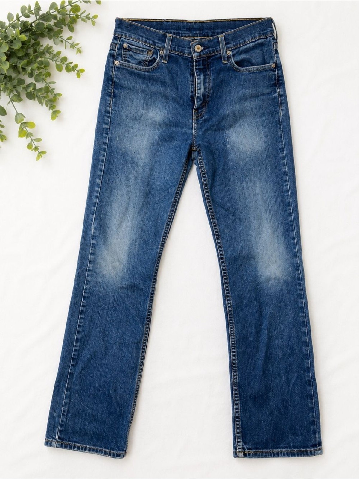 Levi’s Blue Denim Jeans with Tan Leather Patch