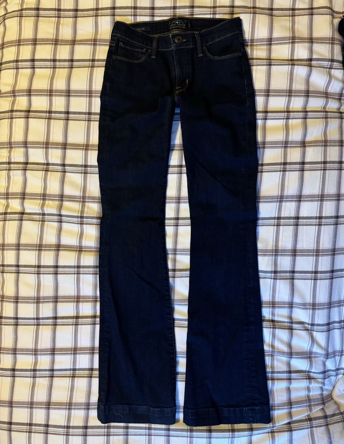 Lucky Brand Women’s Dark Wash Blue Denim Flared Jeans 5-Pocket Mid Rise
