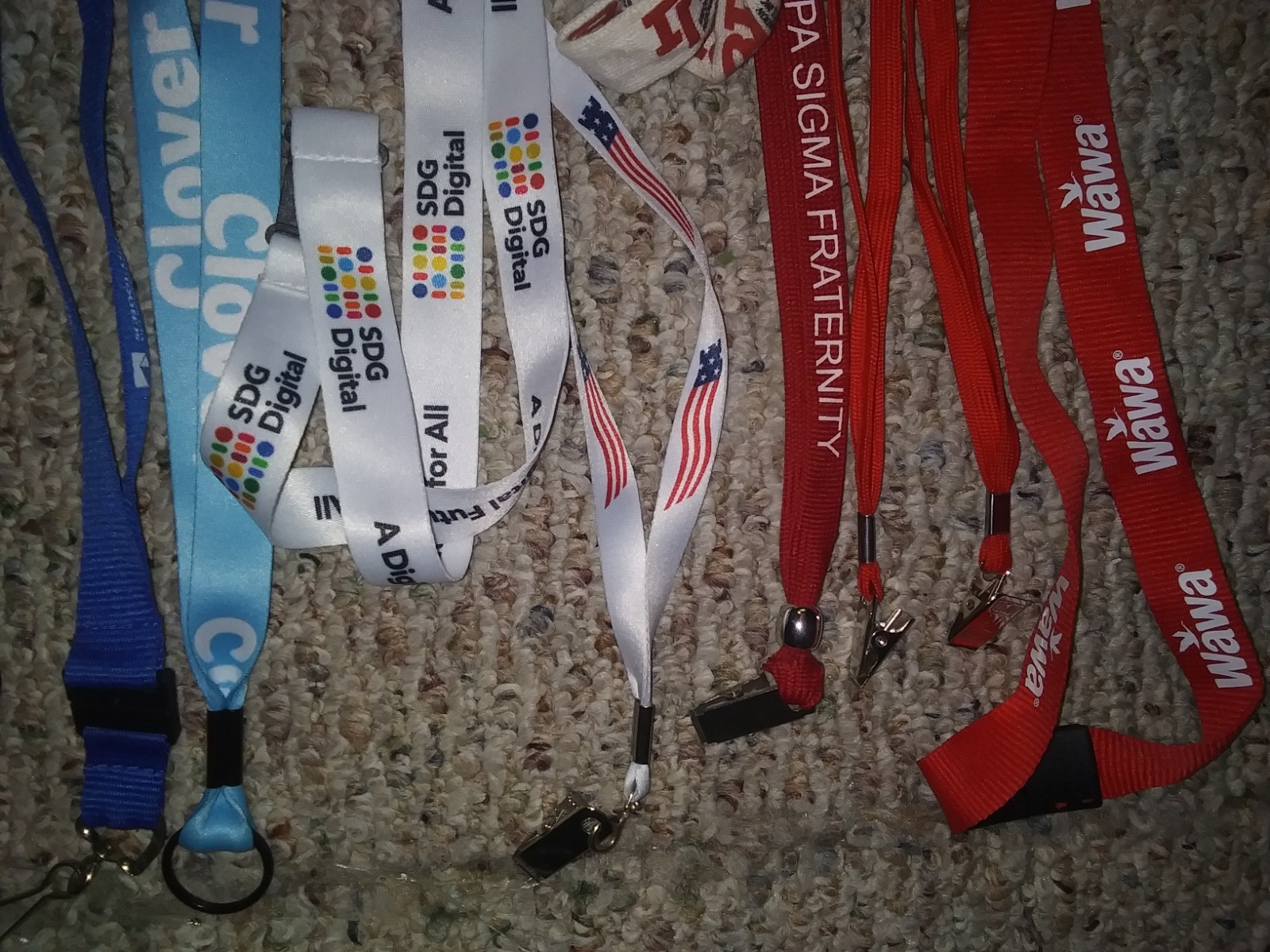 Lot of 13 Red White Blue Lanyards Random Mix Mixed Lot USA Patriotic Colors
