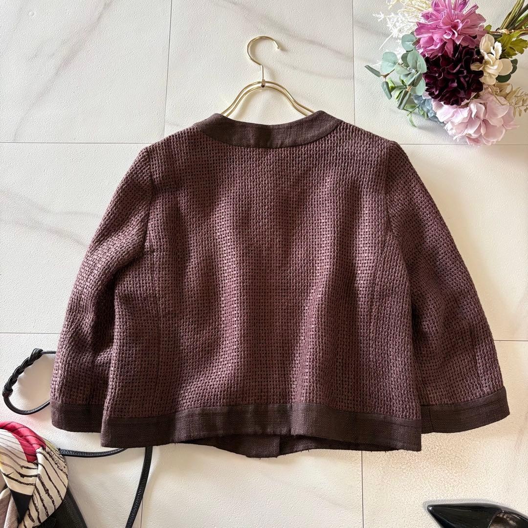 MAX MARA Collarless Jacket, Women’s, Linen, Brown, Size L