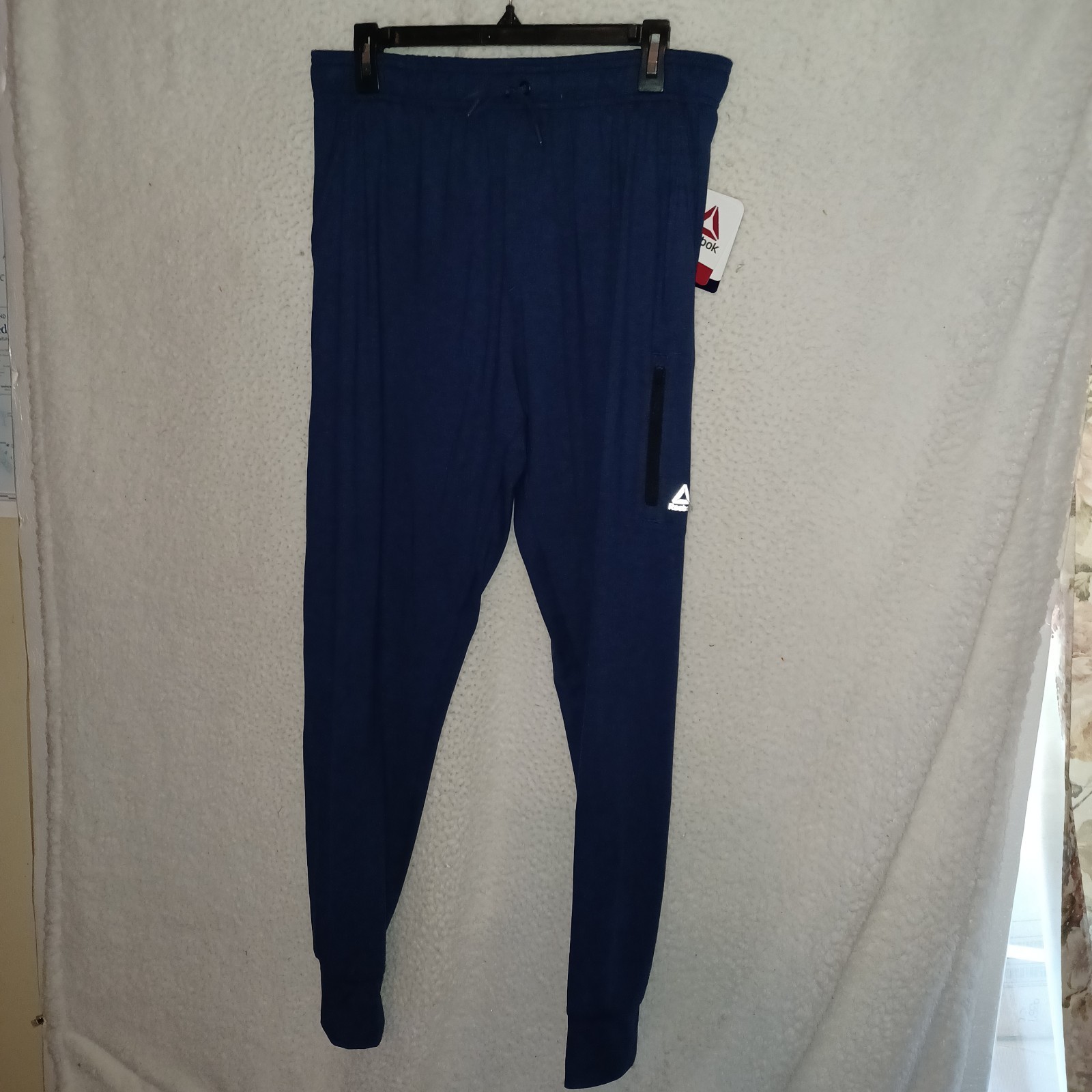 Reebok Men’s L Legacy Slim Jogger Pants Ribbed Cuff Medieval Blue Heather (HC)