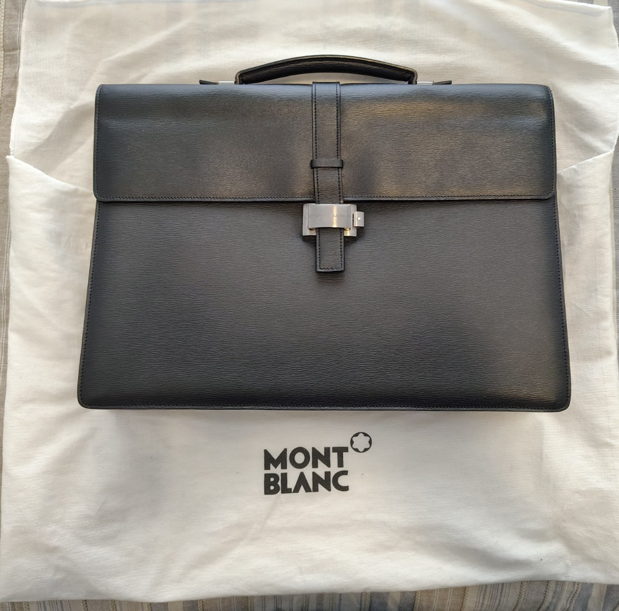 Montblanc leather briefcase w strap 16 1/2″x12″x4″ NOS SALE-closing in 10 days