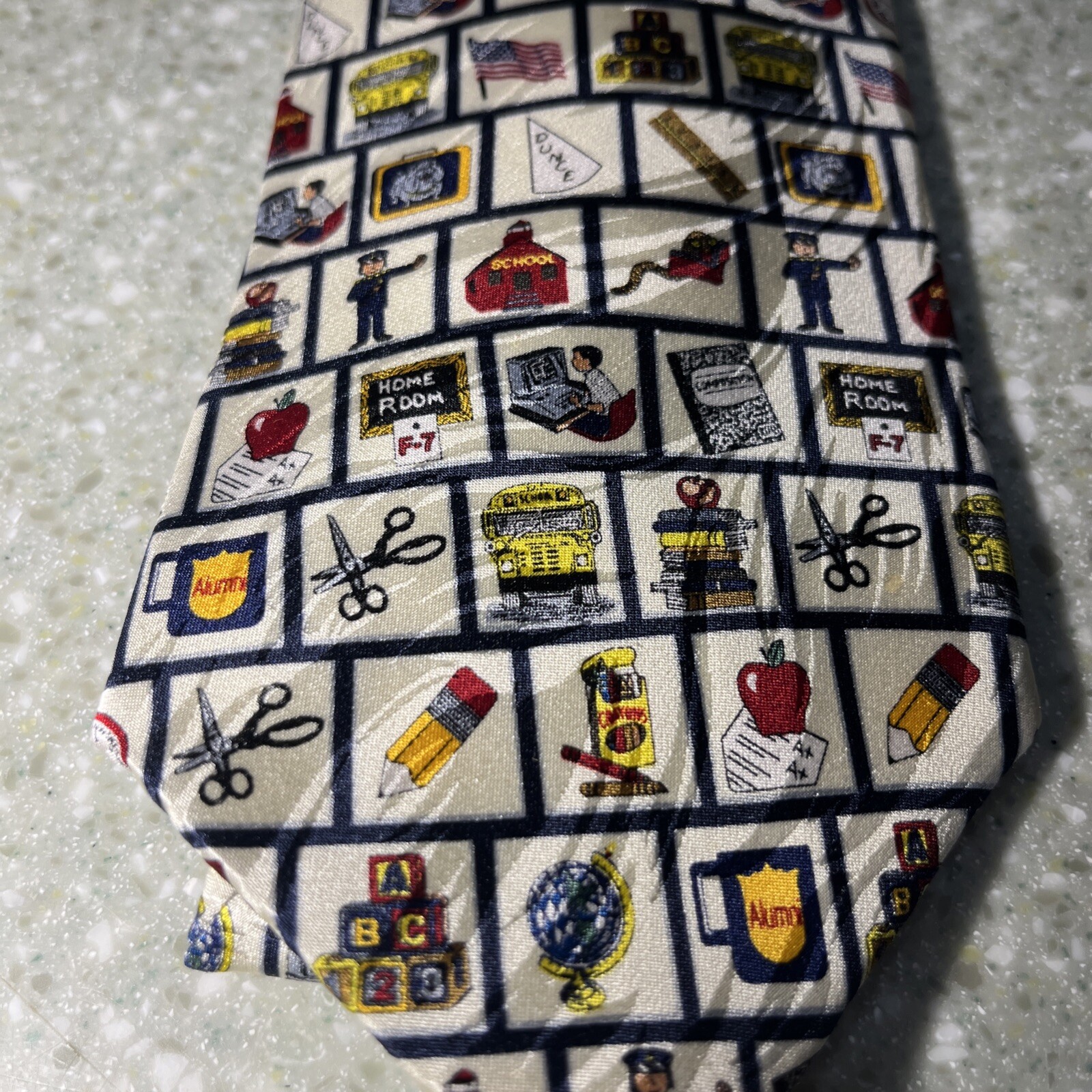 SCHOOL DAYS Design Silk 60″ Men’s Novelty Neck Tie made in USA Museum Artifacts