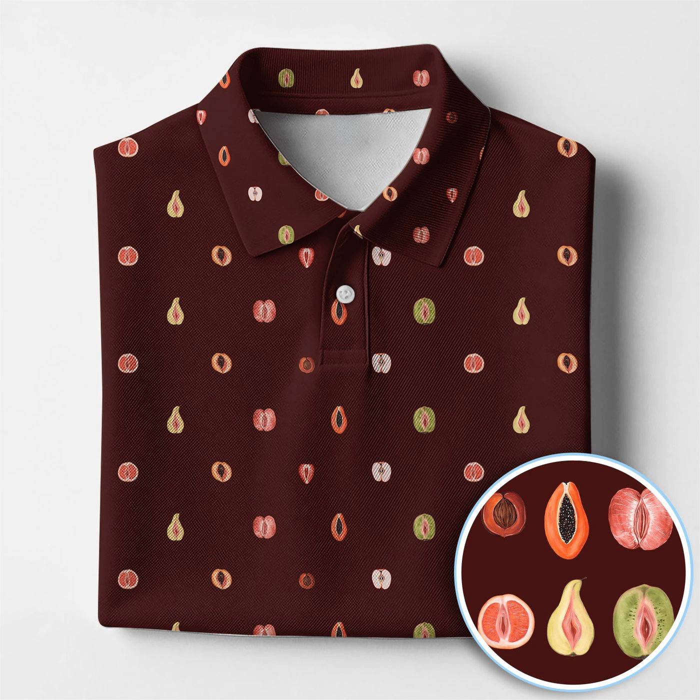 Fruits Abstract Pattern, Golf Polo, Crazy Golf Shirt, Golfer Gift.