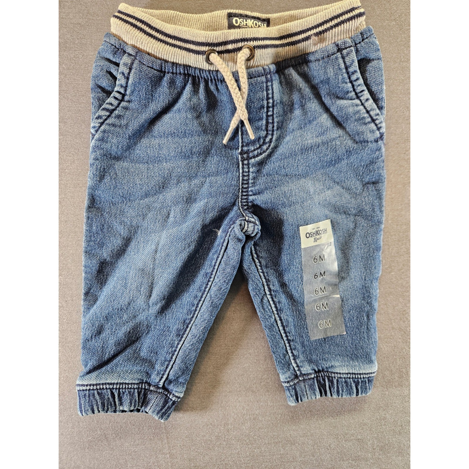 OshKosh Bgosh Baby Boy Knit Denim Jogger Jeans Blue 6M New