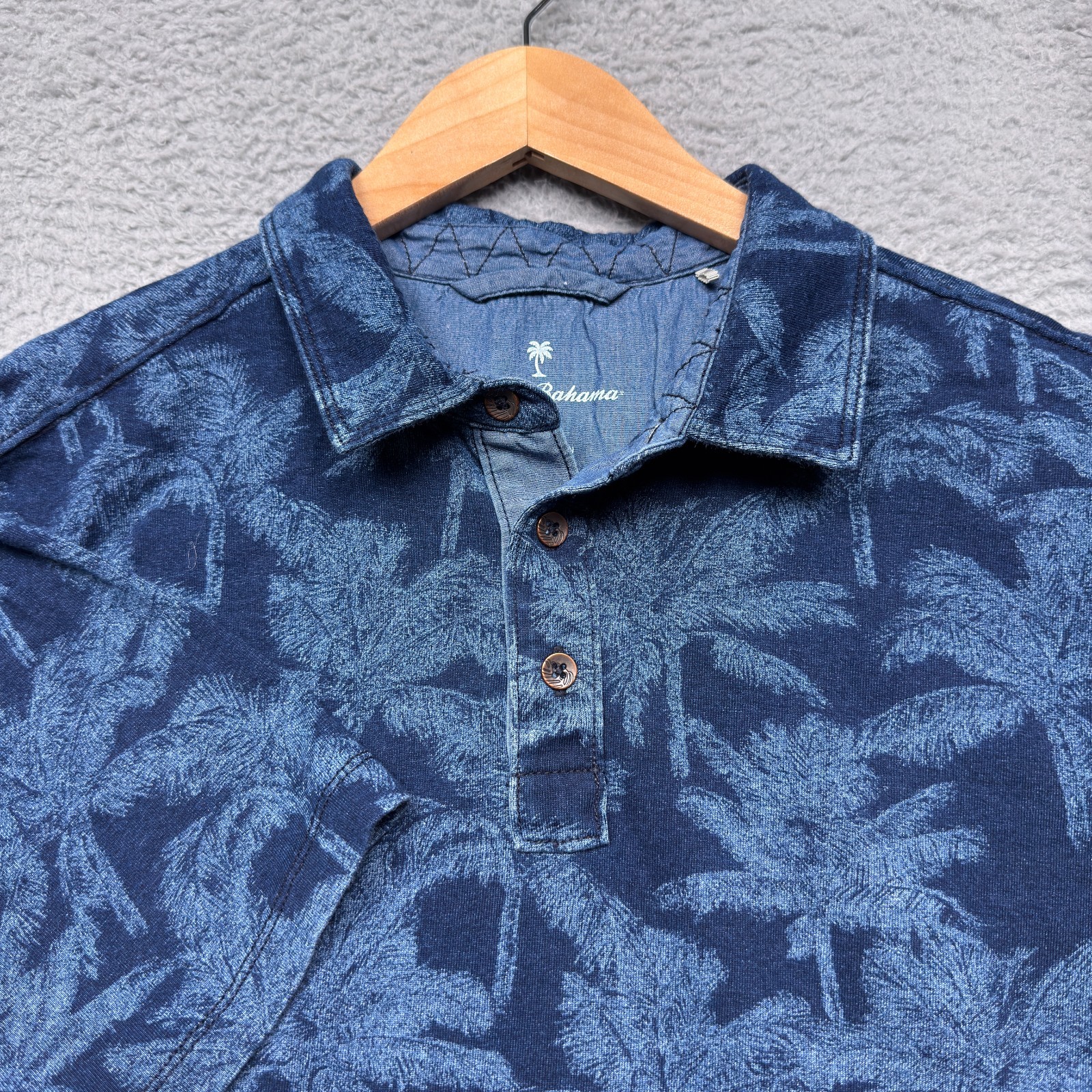 Tommy Bahama Polo Shirt Mens Large Blue Floral Cotton Outdoor Beach Vacation