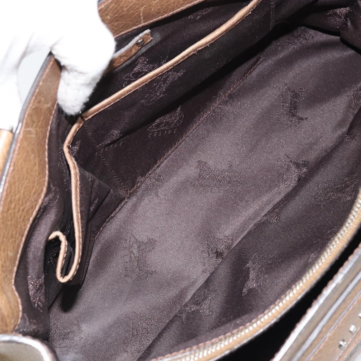 CELINE Boogie bag Hand Bag Leather Brown Silver Auth 166786