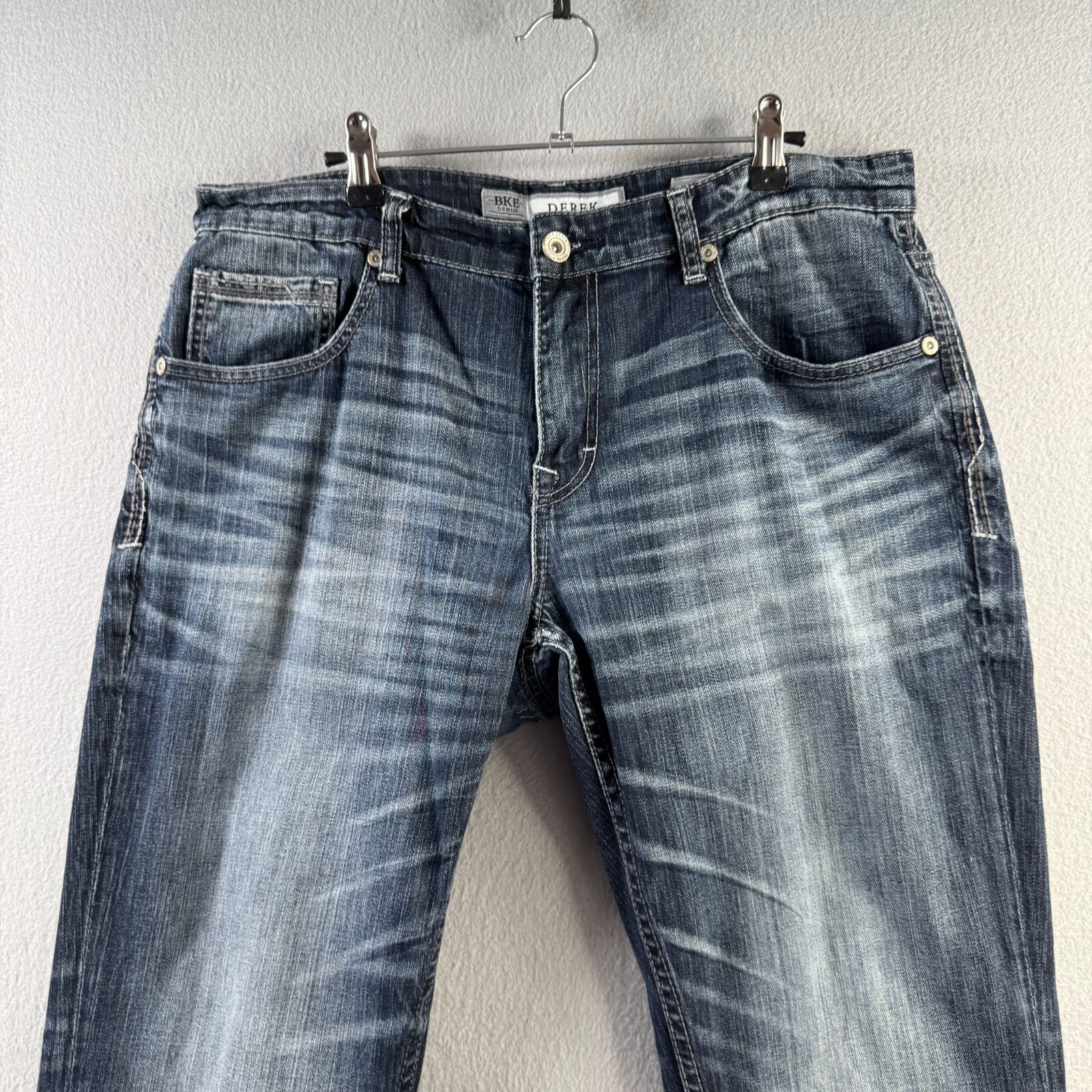 Buckle BKE Jeans Mens 34R (Fits 35×31) Blue Denim Derek Straight Leg SEE DETAILS