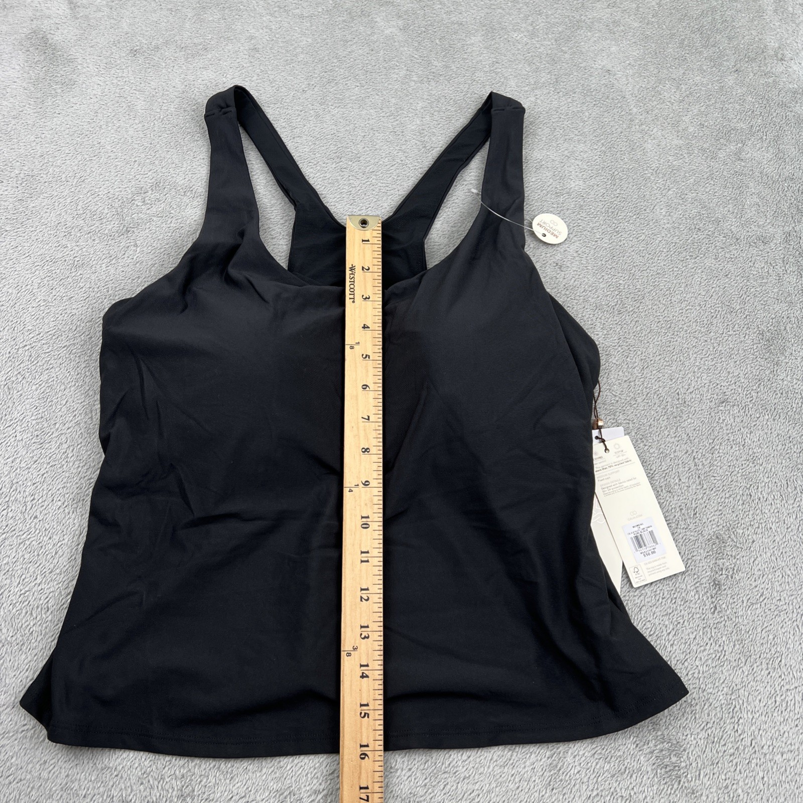 NEW Calia Women’s Athletic Tankini Cami Black XL D Cup Support Beach UPF 50+