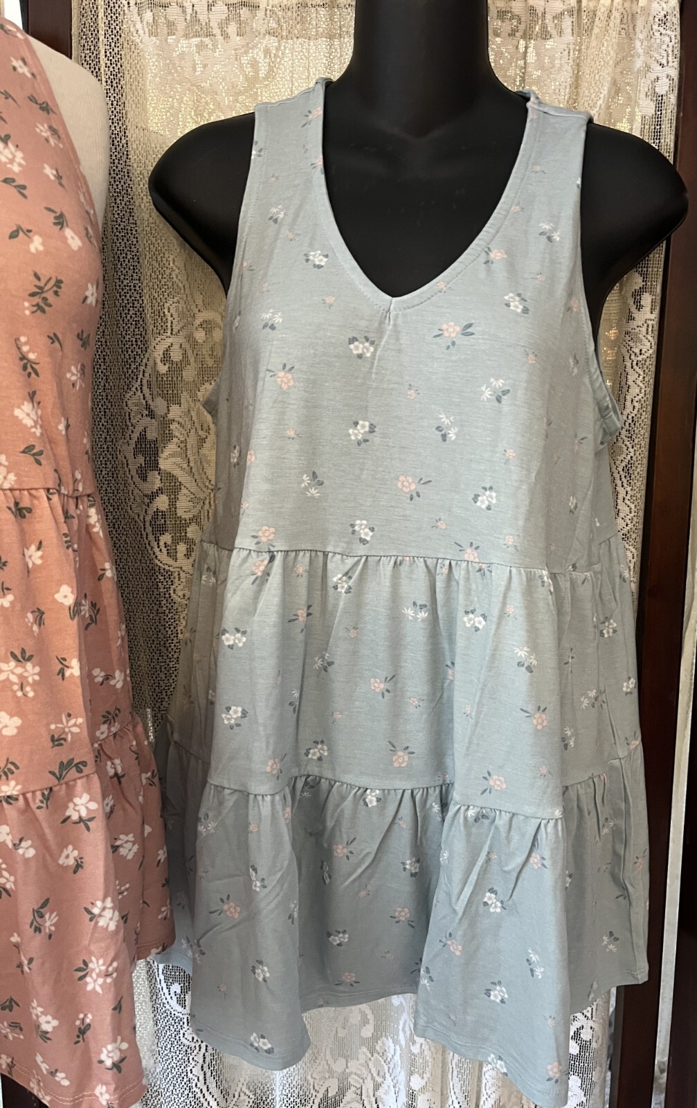 A Glow Sleeveless Blue Floral Spring Summer Maternity Top Soft! Sz S NWT